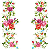 Pink rose border clip art free