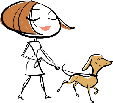 Dog walking exercise clipart