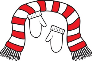 Free Winter Clipart Image - Winter Clothes - A Scarf and Two Mittens