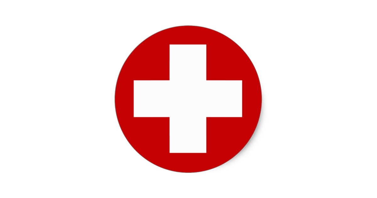 Swiss Red Cross Emergency Roundell Round Sticker | Zazzle