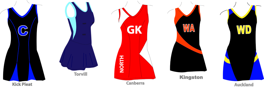 Netball Dresses, Netball Tops Skirts & Skorts.