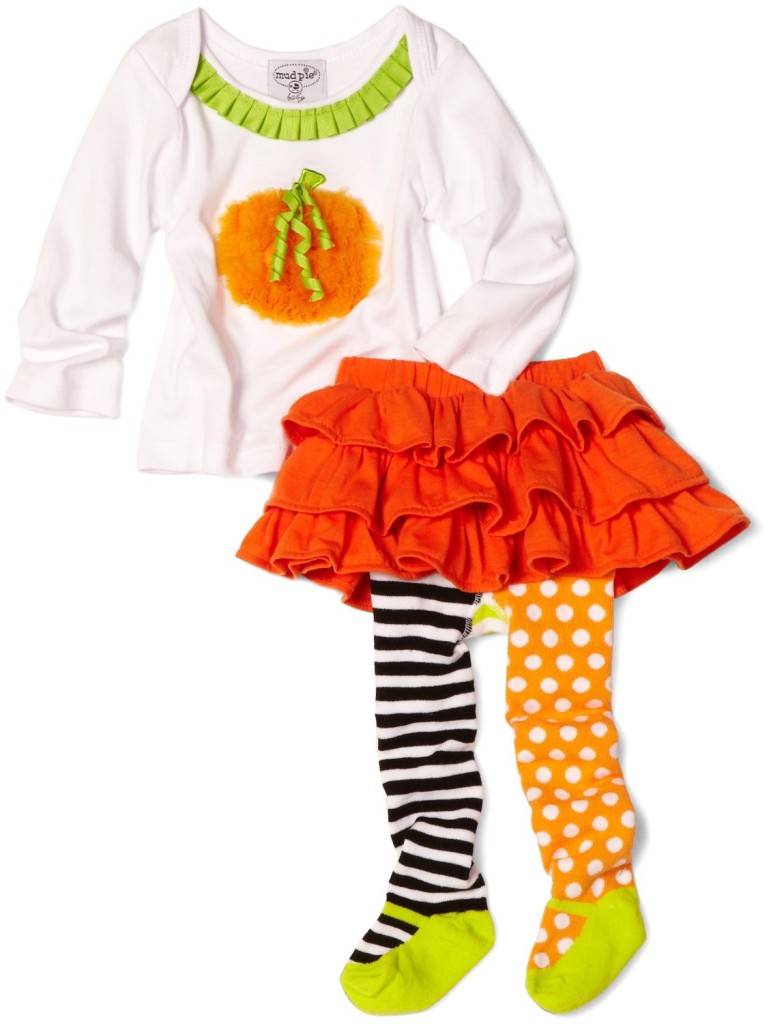 Mud Pie Baby Girls Trick or Treat Halloween Pumpkin Skirt Tights ...