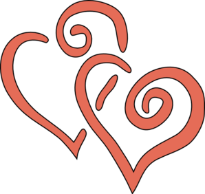 Coral Intertwined Hearts clip art - vector clip art online ...