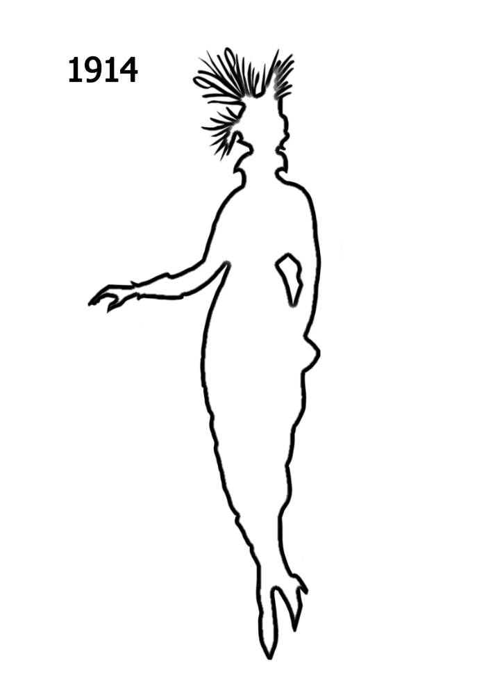 Free Outline White Silhouettes 1910-1920 in Costume History - 2b