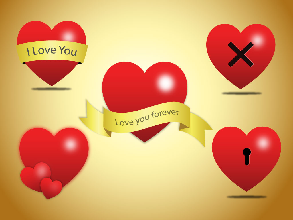 Love Heart Vector Clip Art. Five different love heart graphics for your designs in this clip art pack. The 3D and glossy look makes theme ideally