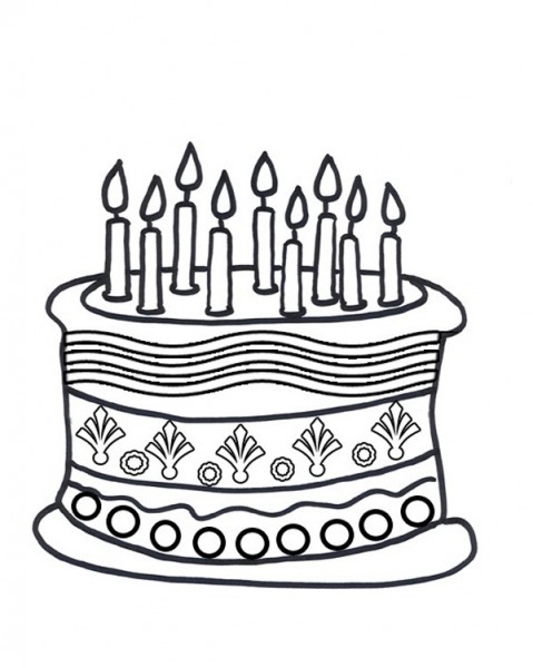 Birthday Cake- Line Drawing - ClipArt Best