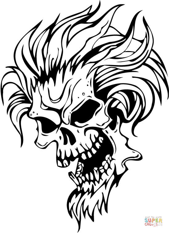 Evil Skull with Bonehawk coloring page | Free Printable Coloring Pages