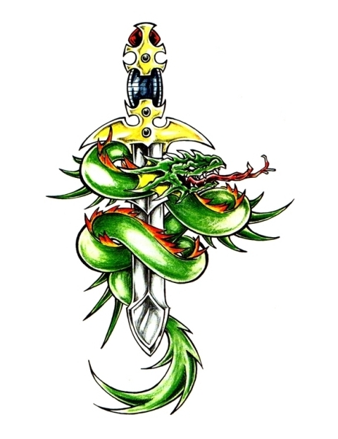 Sword And Snakes Heart Tattoo Design | Fresh 2017 Tattoos Ideas