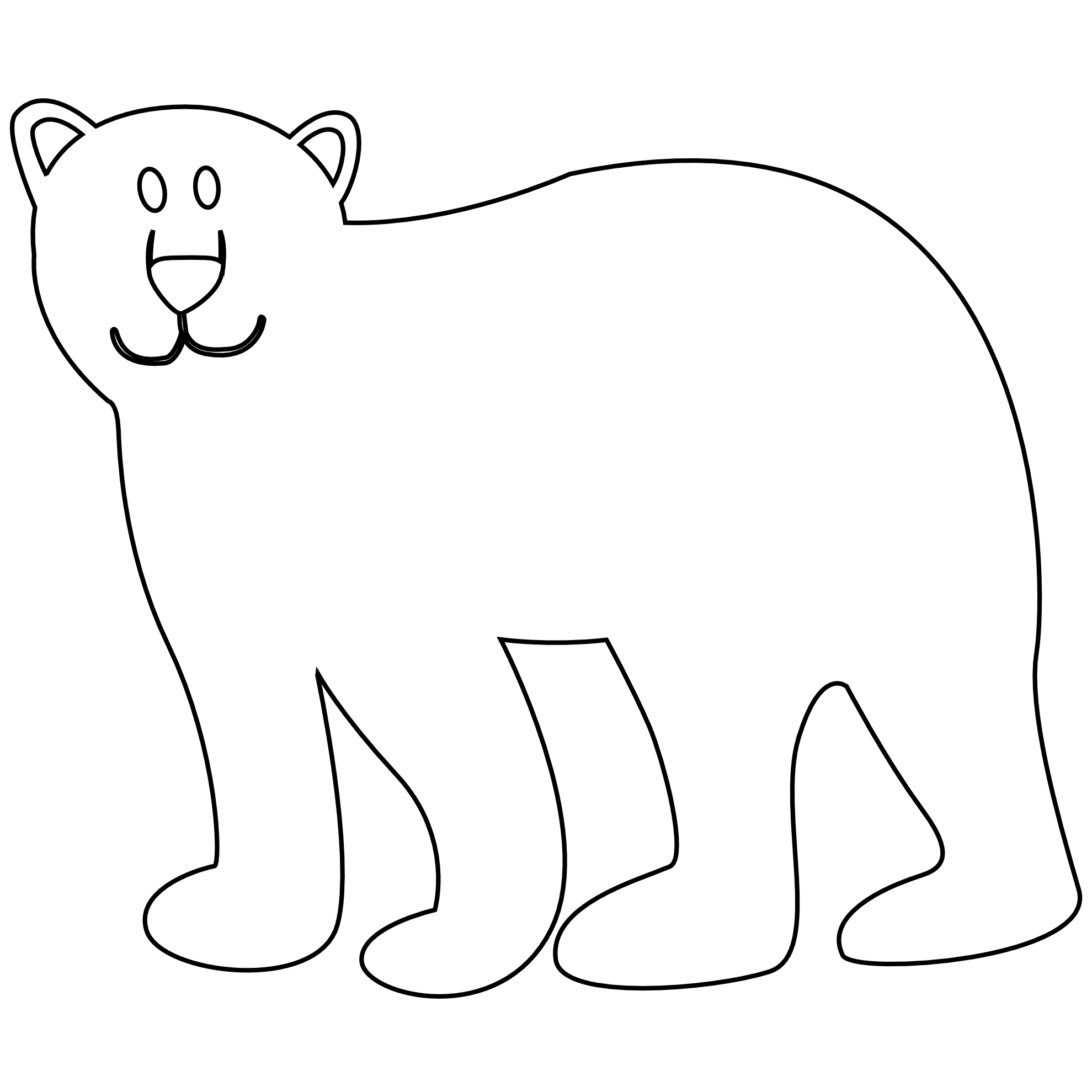 Clip Art: Colorful Animal Bear Black White Line ...