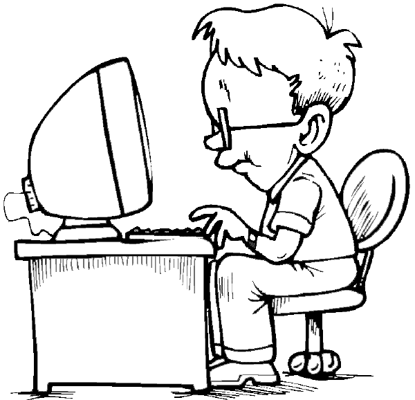 Computer coloring page! Computer kid coloring book page, boy ...