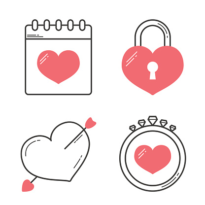 Silhouette Of A Heart Line Text Cards Clip Art, Vector Images ...