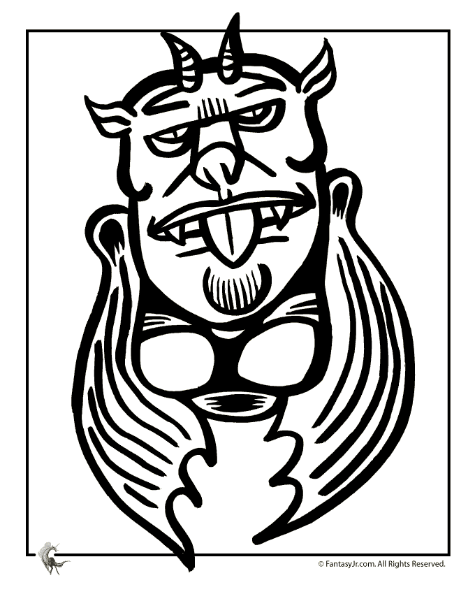 Gargoyle Halloween Coloring Page 4 - Woo! Jr. Kids Activities