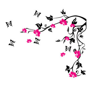 Butterfly Vine Flower Wall Stickers Floral Wall Vinyl | eBay