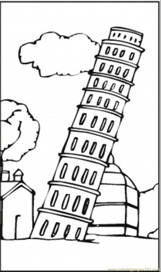 Coloring Pages Leaning Tower Of Pisa (Architecture > Sightseeing ...