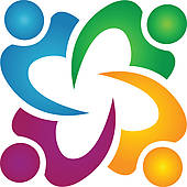 Group of people working together clipart