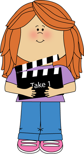 Girl with Movie Clapperboard Clip Art - Girl with Movie ...