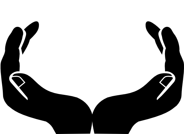 Open praying hands clipart black and white