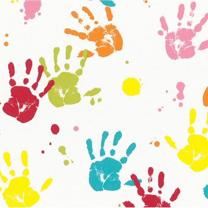 Multicoloured Handprints Wallpaper | Rasch Wallpaper | Lancashire ...