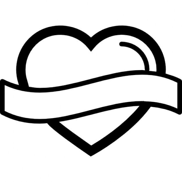 Heart shape outline with banner label Icons | Free Download