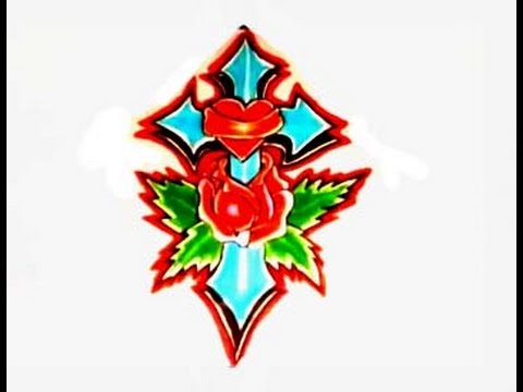 How to draw a Cross with a Rose for Tattoos -Como Dibujar una Cruz ...