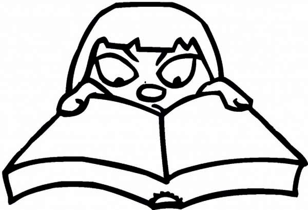 A Girl with an Open Book Coloring Page | Coloring Sun
