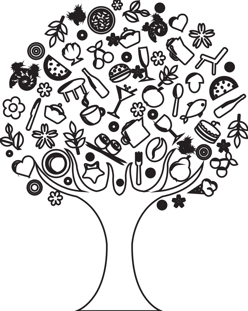 abstract tree art black white line art hunky dory SVG colouringbook.