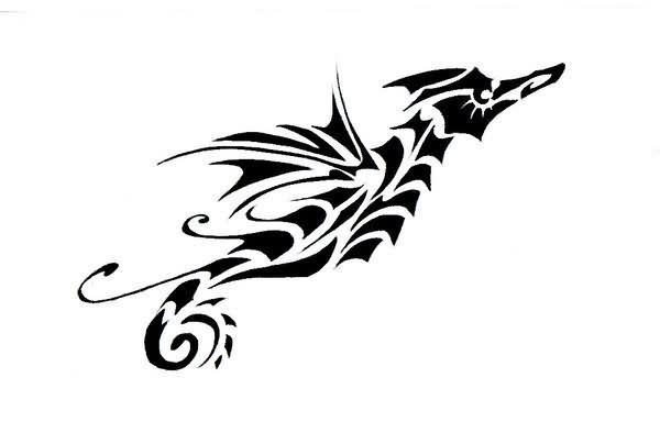 Sea Horse Tribal Tattoo Sample