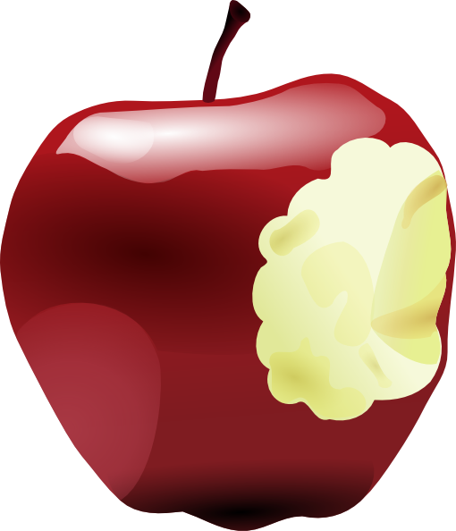 Glitter red bitten apple clipart