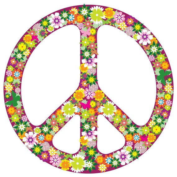 FLORAL PATTERN Peace Sign Symbol Vinyl Wall Art by wallartdesign