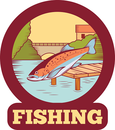 Cartoon Of Rainbow Trout Jumping Clip Art, Vector Images ...