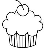 Cute Cupcake Black And White Clipart