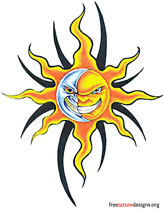 Funny Sun Moon And Skull Tattoo Designs | Fresh 2017 Tattoos Ideas