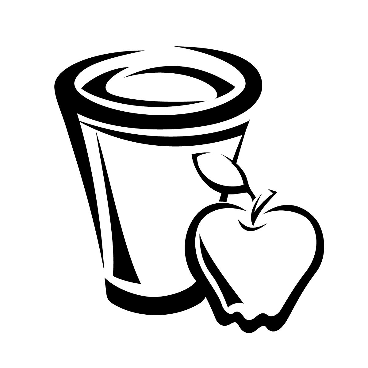 Apple Juice Clipart Black And White