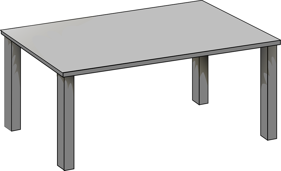 Empty table clipart black and white