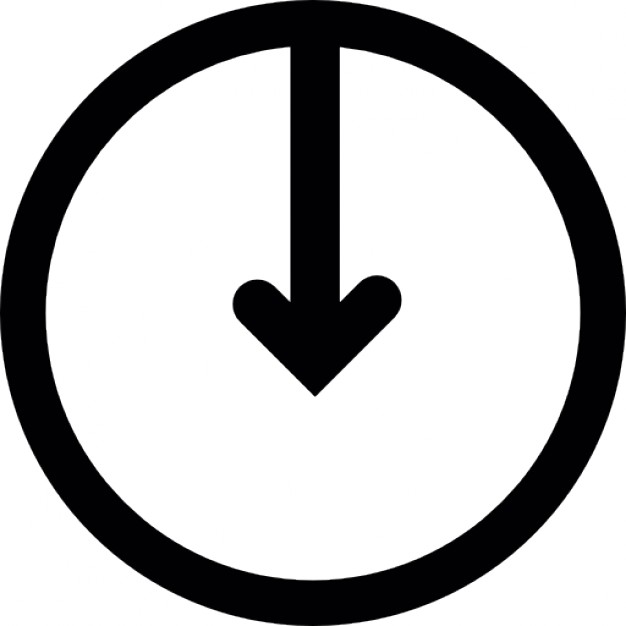 Arrow pointing the center of a circle from up to down, IOS 7 ...