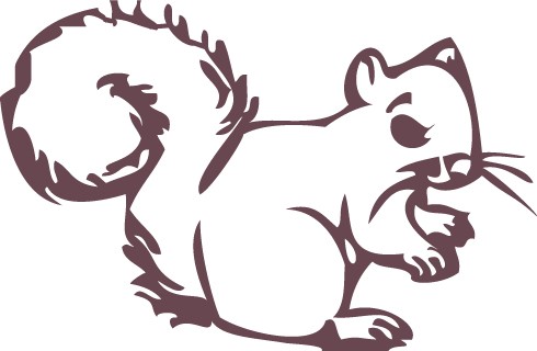 Cartoon brown-ink outline squirrel tattoo design - Tattooimages.biz