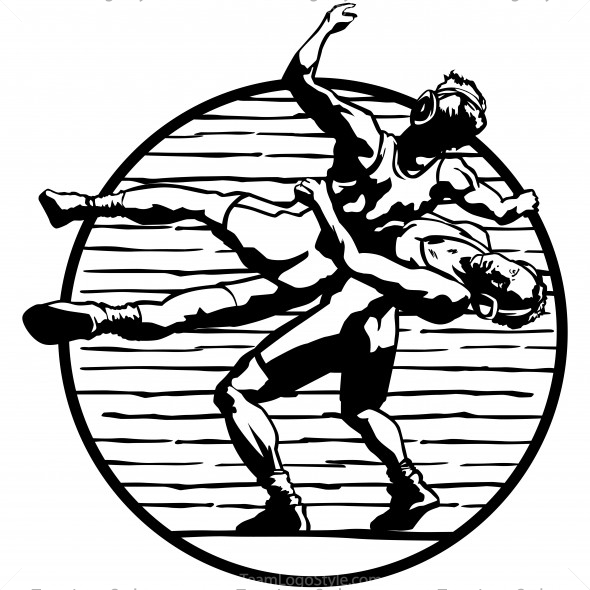 Vector Wrestling Clip Art - Vector Clipart Wrestlers Mid Throw