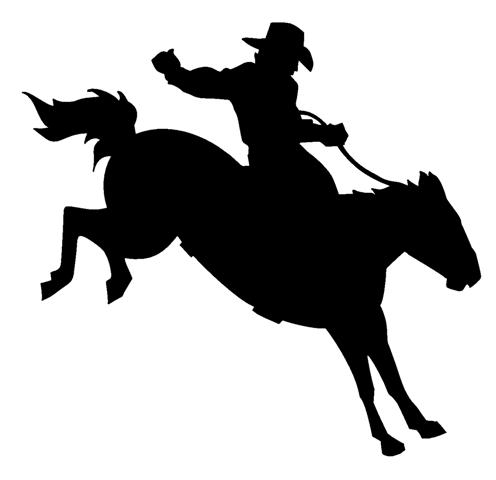 Cowboy riding bucking horse clipart silhouette
