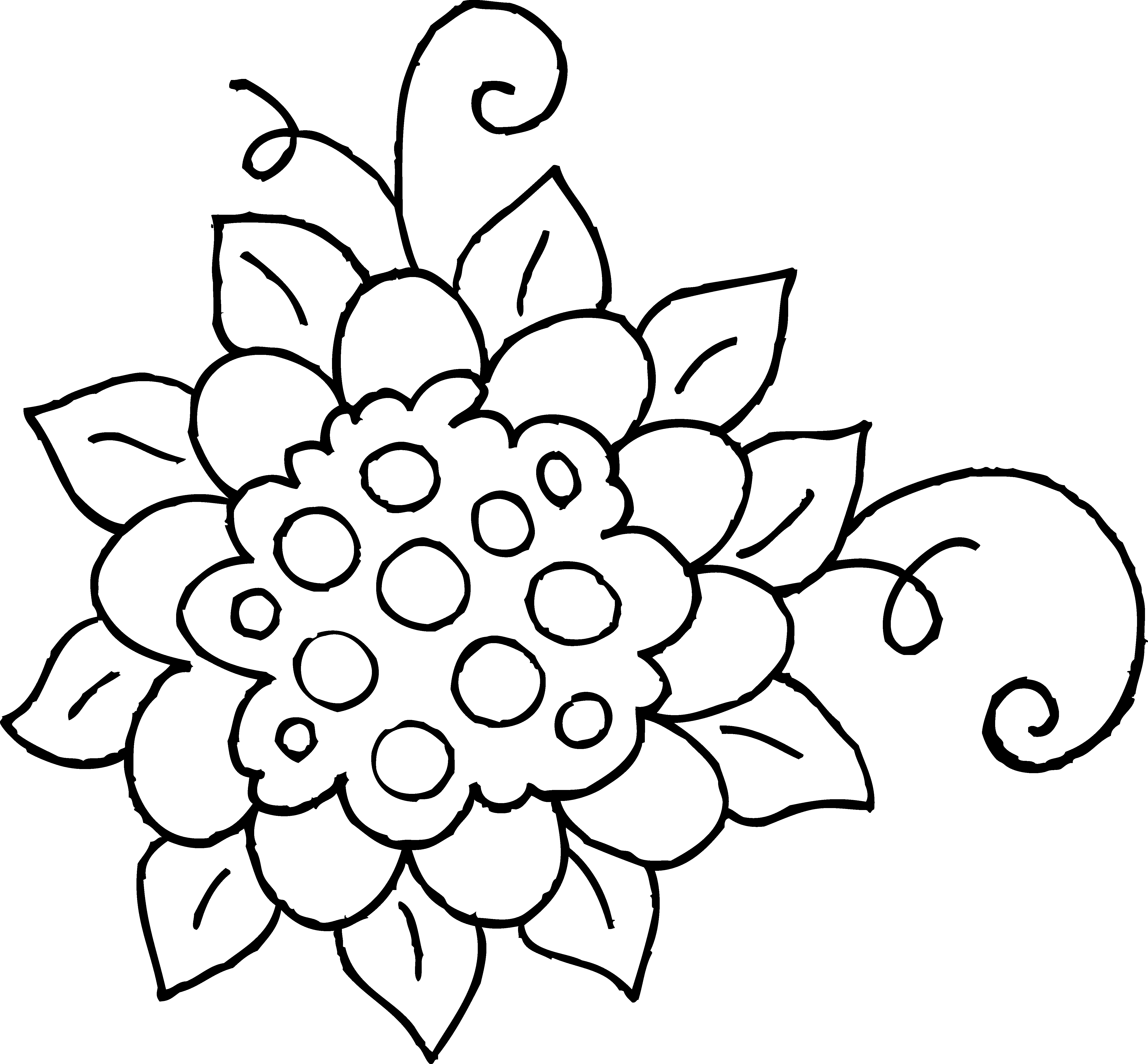 Clipart Spring Flowers Black And White - Free ...