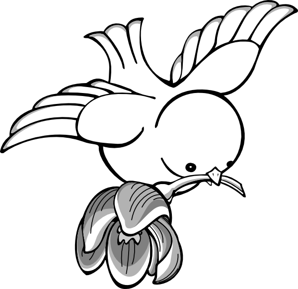 Bird Flying With Flower Clip Art - vector clip art ...