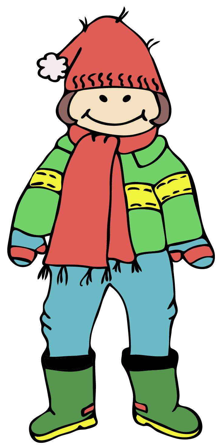 Kids winter clothes clipart