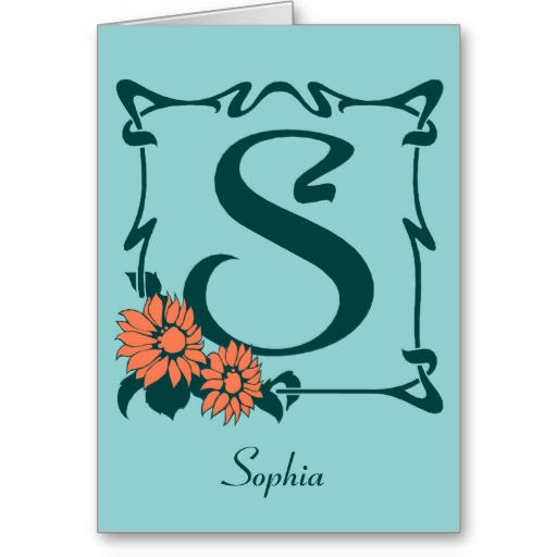 Fancy art nouveau letter S customizable template Greeting Cards ...