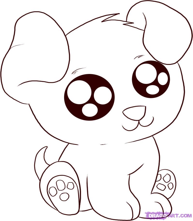 How to Draw an Anime Cartoon Puppy, Step by Step, anime animals ...