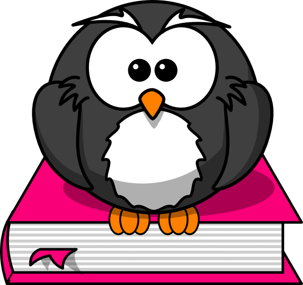Charcoral Owl On Pink Book Clip Art - vector clip art ...