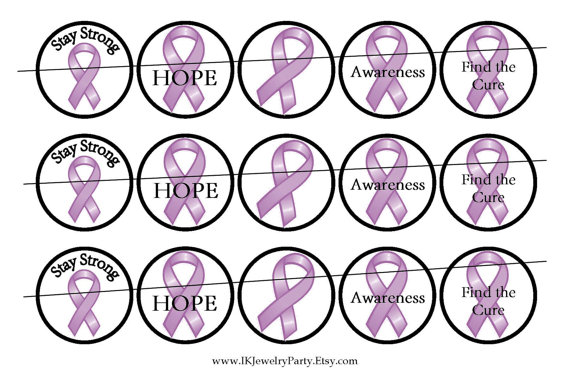 SALE 1C154 Purple Ribbon 1 Inch Circle Digital by IKJewelryParty