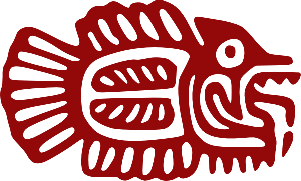Ancient Mexican Motif Burgundy Fish clip art - vector clip art ...