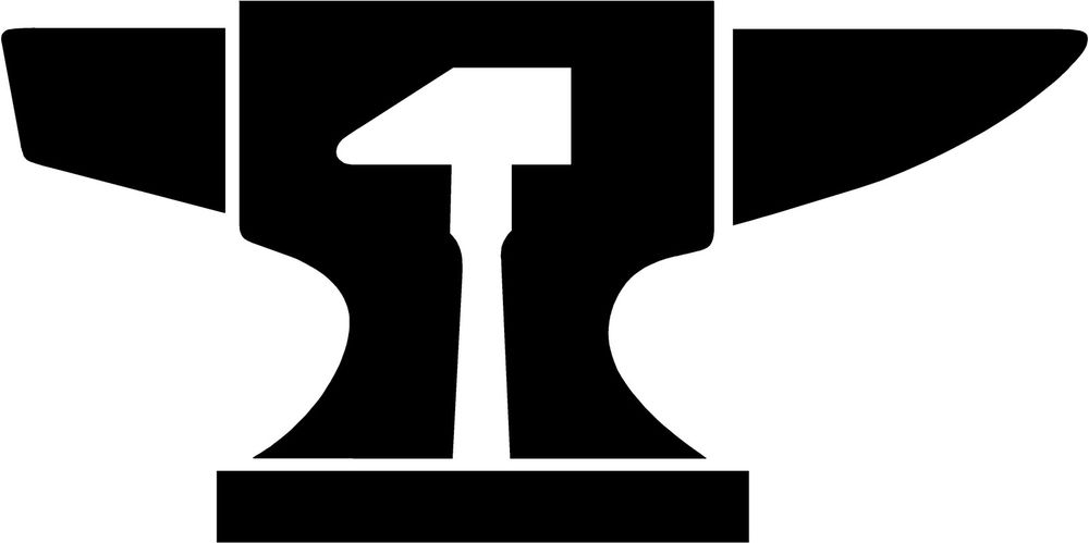 Anvil &amp; Hammer Blacksmith Decal 2.5&#034;x5&#034; choose color ...