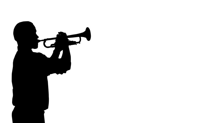 Trumpet Player And Flying Notes Over White Stock Footage Video ...