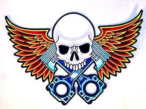SKULL PISTON WINGS JUMBO PATCH SKULLS biker JBP22 | eBay