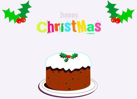 Cartoon Christmas Cake Card PowerPoint Template